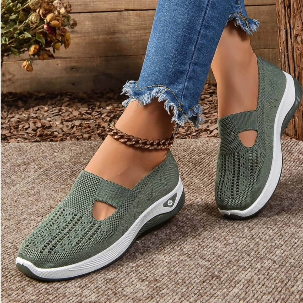 Elegant Olive Women's Slip-On Walking Sneakers